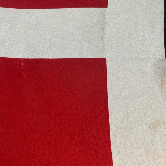 Auth Chanel Vintage Logo Silk Square Scarf Gift Red Ribbon 35 inch Authentic - Picture 12 of 15